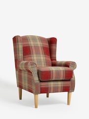 Versatile Check Stirling Red Sherlock Highback Armchair - Image 3 of 7