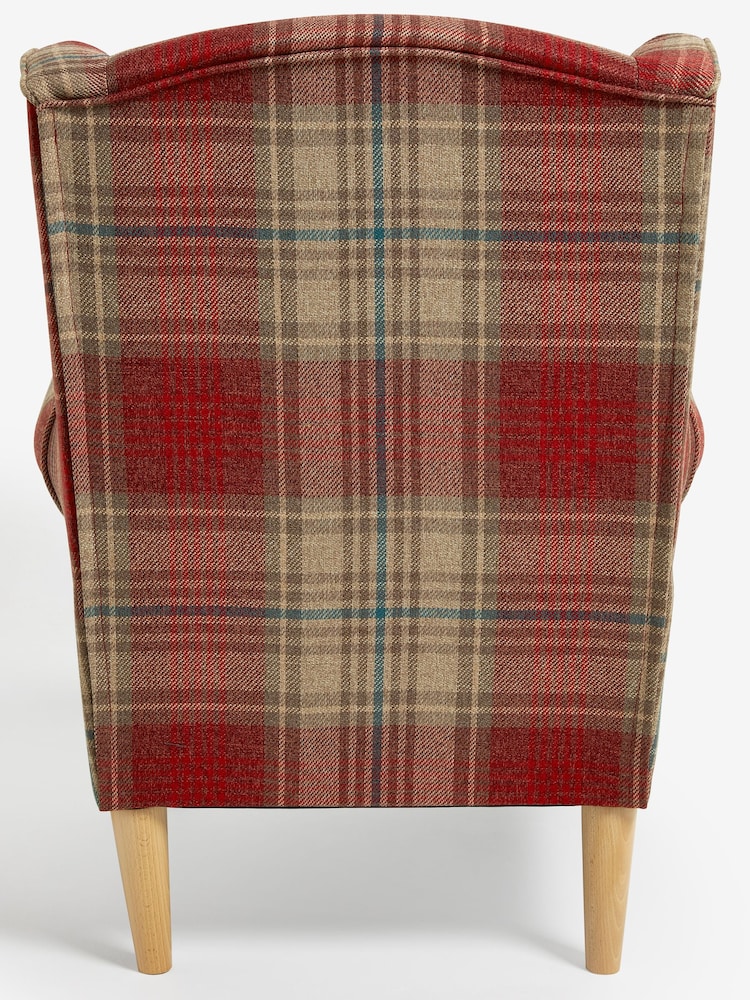 Versatile Check Stirling Red Sherlock Highback Armchair - Image 7 of 7