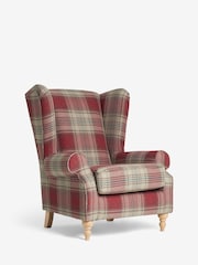 Versatile Check Stirling Red Grande Sherlock Highback Armchair - Image 2 of 9