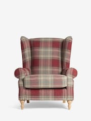 Versatile Check Stirling Red Grande Sherlock Highback Armchair - Image 3 of 9