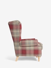Versatile Check Stirling Red Grande Sherlock Highback Armchair - Image 6 of 9