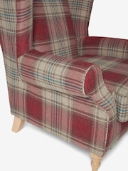 Versatile Check Stirling Red Grande Sherlock Highback Armchair - Image 8 of 9