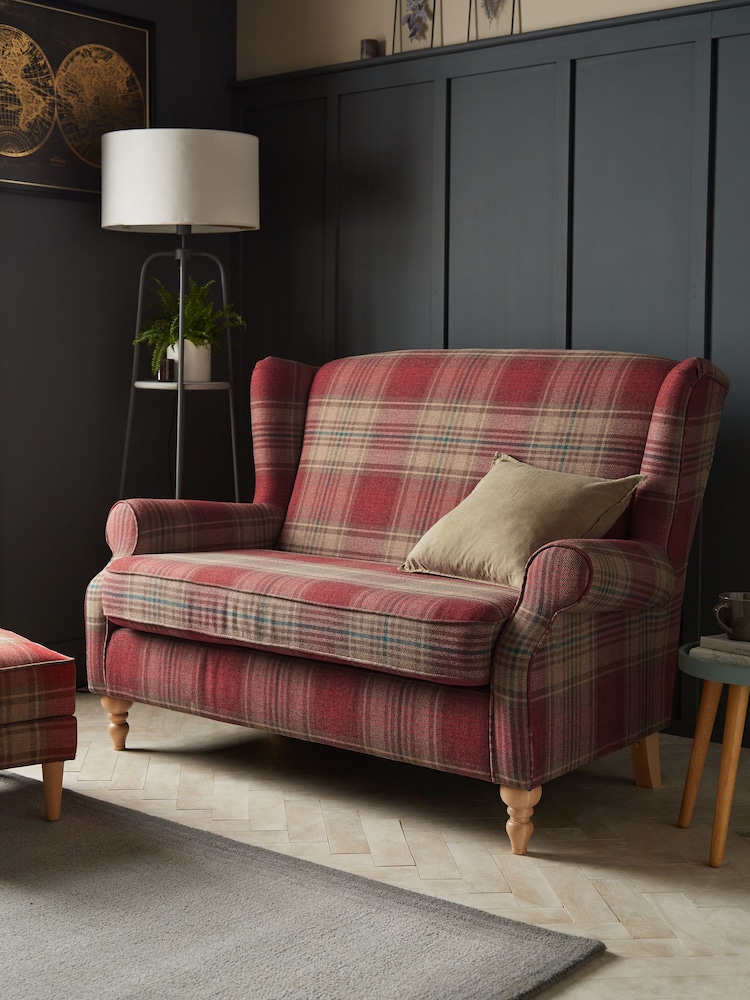 Versatile Check Stirling Red Sherlock 2 Seater Sofa - Image 1 of 7