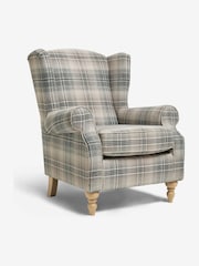 Versatile Check Nevis Grey Sherlock Highback Armchair - Image 2 of 9