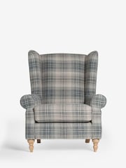 Versatile Check Nevis Grey Grande Sherlock Highback Armchair - Image 2 of 9