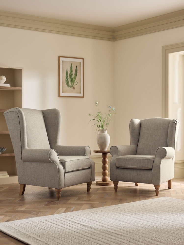 Versatile Check Nevis Grey Sherlock Highback Large Armchair - Image 7 of 7