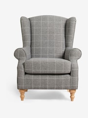 Tweedy Check Lawson Mid Grey Sherlock Highback Armchair - Image 2 of 7