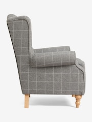 Tweedy Check Lawson Mid Grey Sherlock Highback Armchair - Image 3 of 7
