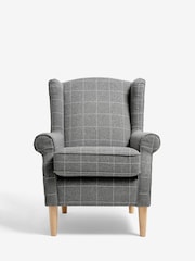Tweedy Check Lawson Mid Grey Small Sherlock Highback Armchair - Image 2 of 7