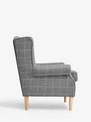 Tweedy Check Lawson Mid Grey Small Sherlock Highback Armchair - Image 4 of 7