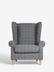 Tweedy Check Lawson Mid Grey Grande Sherlock Highback Armchair - Image 5 of 9