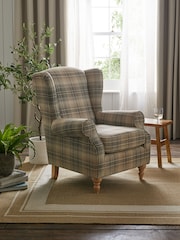 Tweedy Check Kildare Grey Sherlock Highback Armchair - Image 1 of 9