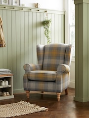 Tweedy Check Murray Ochre Yellow Sherlock Highback Armchair - Image 1 of 8