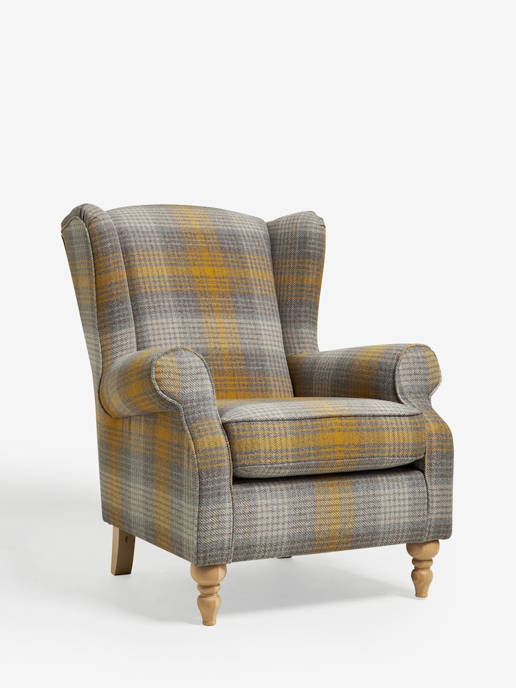 Tweedy Check Murray Ochre Yellow Sherlock Highback Armchair - Image 2 of 8