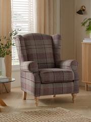 Tweedy Check Elswoth Raspberry Pink Sherlock Highback Armchair - Image 1 of 8