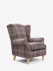Tweedy Check Elswoth Raspberry Pink Sherlock Highback Armchair - Image 2 of 8