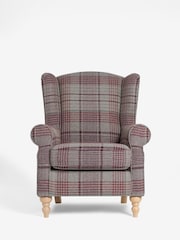 Tweedy Check Elswoth Raspberry Pink Sherlock Highback Armchair - Image 5 of 8