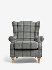 Chunky Check Stanton Dark Grey Sherlock Highback Armchair - Image 1 of 7