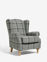 Chunky Check Stanton Dark Grey Sherlock Highback Armchair - Image 2 of 7