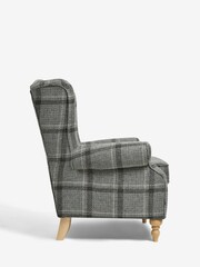 Chunky Check Stanton Dark Grey Sherlock Highback Armchair - Image 5 of 7