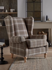 Tweedy Check Burford Natural Grande Sherlock Highback Armchair - Image 1 of 8