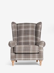 Tweedy Check Burford Natural Grande Sherlock Highback Armchair - Image 4 of 8