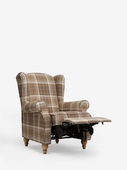 Tweedy Check Burford Natural Manual Recliner Sherlock Highback Armchair - Image 3 of 8