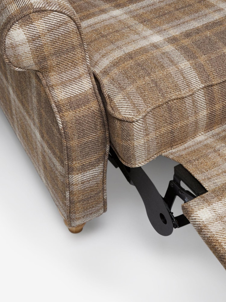 Tweedy Check Burford Natural Manual Recliner Sherlock Highback Armchair - Image 8 of 8