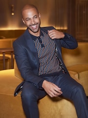 Navy Blue Slim Fit Shawl Collar Suit: Jacket - Image 2 of 8