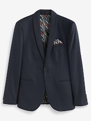 Navy Blue Slim Fit Shawl Collar Suit: Jacket - Image 4 of 8