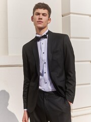 Black Slim Fit Shawl Collar Suit: Jacket - Image 1 of 13