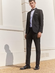 Black Slim Fit Shawl Collar Suit: Jacket - Image 3 of 13