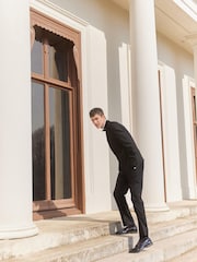 Black Slim Fit Shawl Collar Suit: Jacket - Image 5 of 13