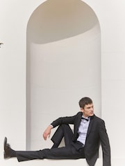 Black Slim Fit Shawl Collar Suit: Jacket - Image 7 of 13