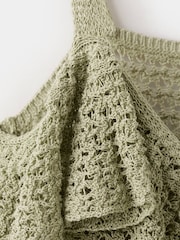 Mango Green Crochet Frill Vest Top - Image 4 of 5