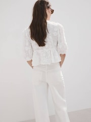 Mango White Floral Detail Boho Blouse - Image 2 of 7