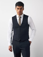 Navy Blue Regular Fit Motionflex Stretch Waistcoat - Image 1 of 13