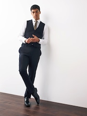 Navy Blue Regular Fit Motionflex Stretch Waistcoat - Image 2 of 13