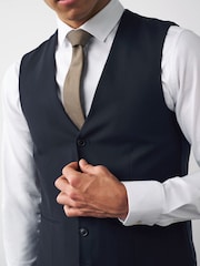Navy Blue Regular Fit Motionflex Stretch Waistcoat - Image 5 of 13