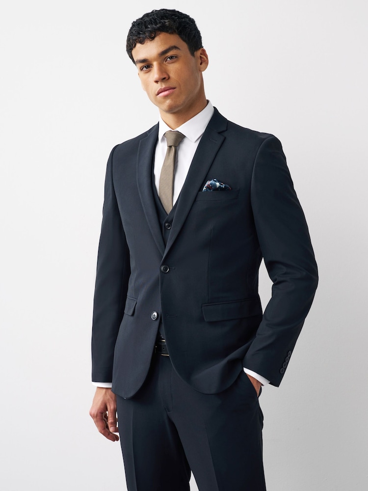 Navy Blue Slim Motionflex Stretch Suit: Jacket - Image 1 of 12