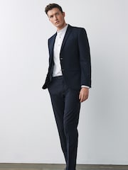 Navy Blue Slim Motionflex Stretch Suit: Jacket - Image 2 of 12
