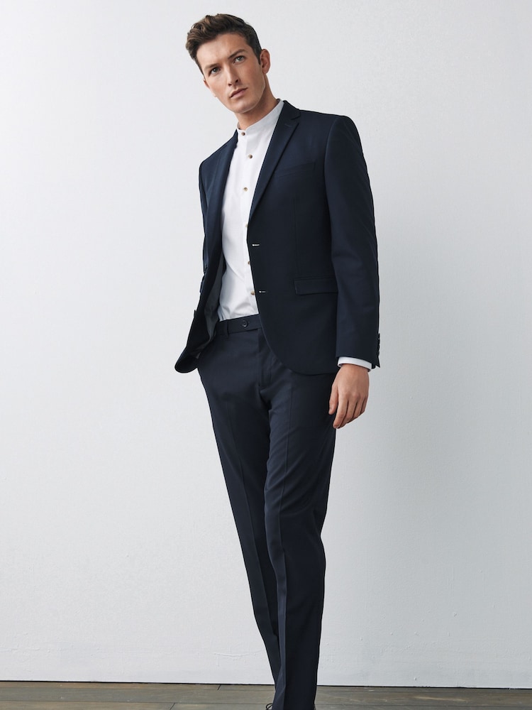 Navy Blue Slim Motionflex Stretch Suit: Jacket - Image 2 of 12