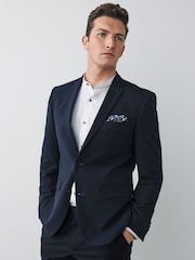 Navy Blue Slim Motionflex Stretch Suit: Jacket - Image 4 of 12