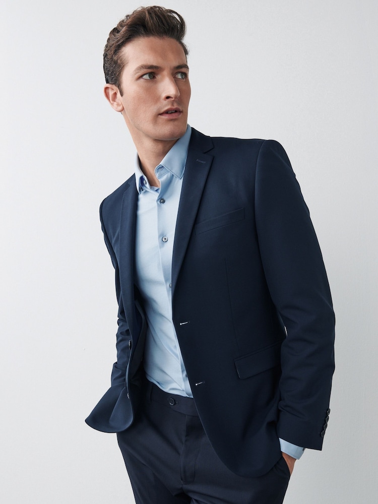 Navy Blue Skinny Fit Motionflex Stretch Suit: Jacket - Image 1 of 11