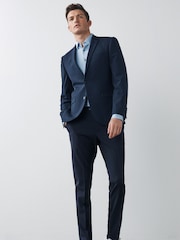 Navy Blue Skinny Fit Motionflex Stretch Suit: Jacket - Image 2 of 11