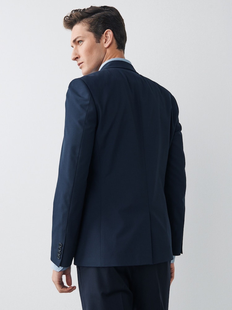 Navy Blue Skinny Fit Motionflex Stretch Suit: Jacket - Image 3 of 11