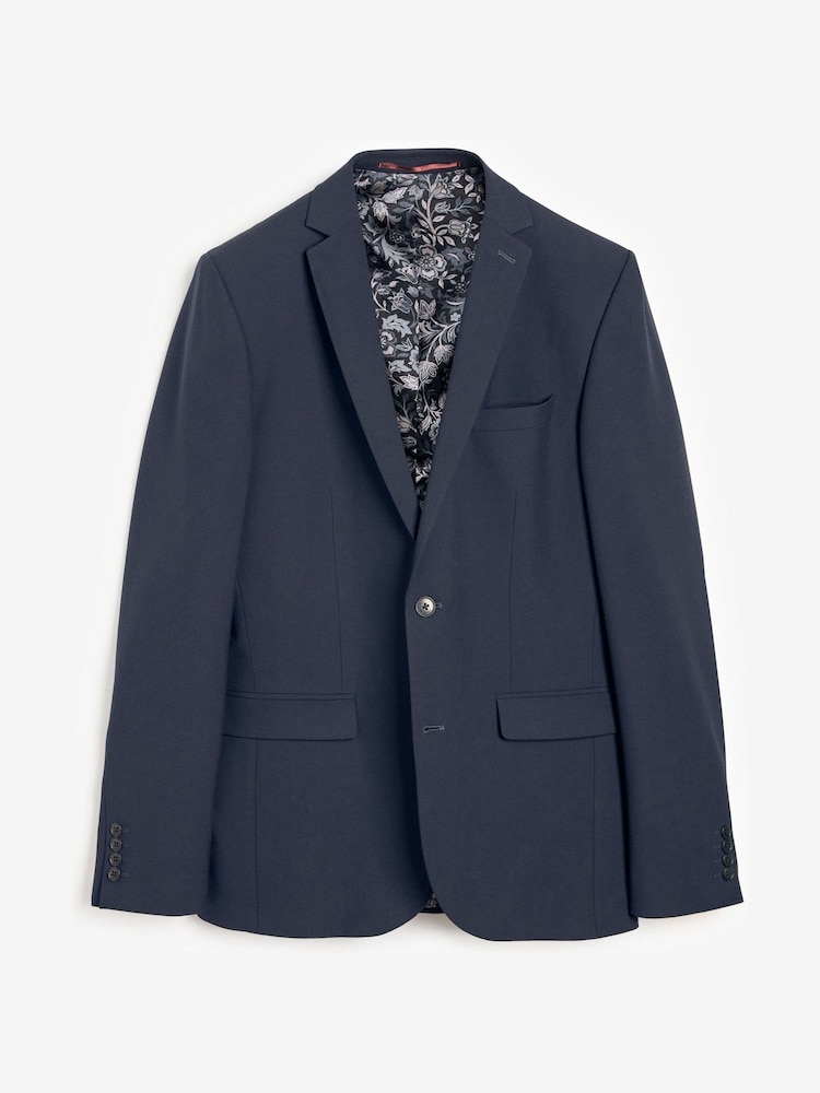 Navy Blue Skinny Fit Motionflex Stretch Suit: Jacket - Image 6 of 11