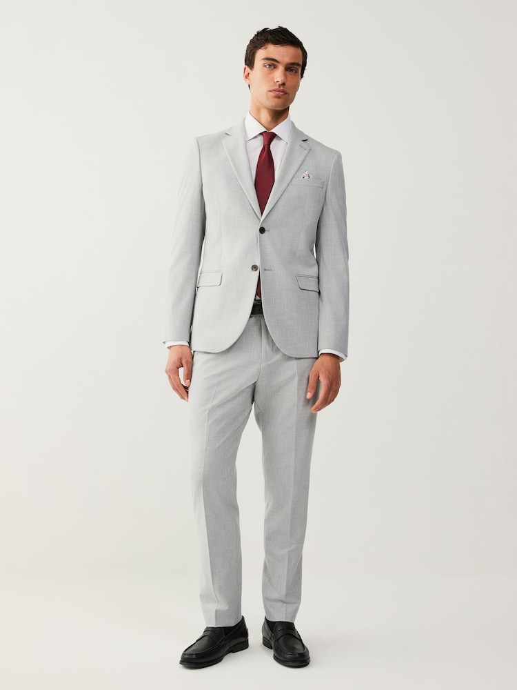 Light Grey Slim Fit Motionflex Stretch Suit Jacket - Image 2 of 10