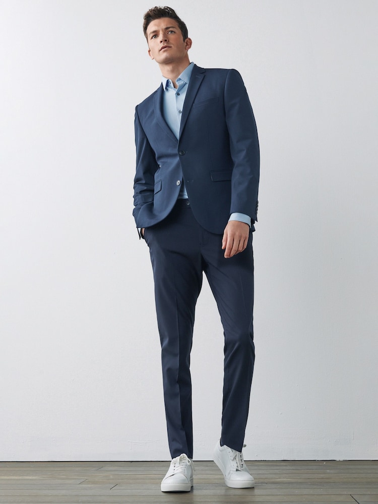 Navy Blue Skinny Fit Motionflex Stretch Suit: Trousers - Image 2 of 6