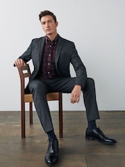 Grey Slim Textured Motion Flex Stretch Suit Jacket - Image 2 of 9